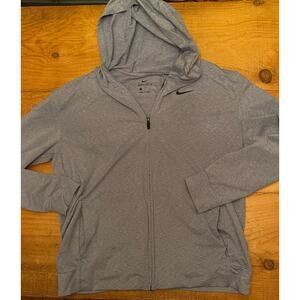 Nike Full Zip Up Men's Medium Long Sleeve Dri-Fit Gray/Black Jacket Light